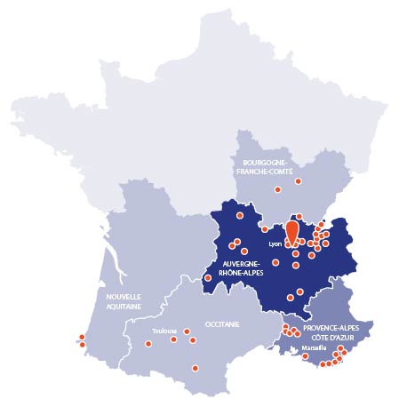 Etablissements du groupe itinova en France 